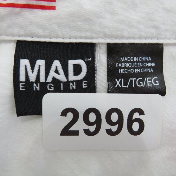 MAD Engine* Men's Short Sleeve Button Down Curved‎ Hem Chest Pocket Shirt~ XL - Picture 3 of 10